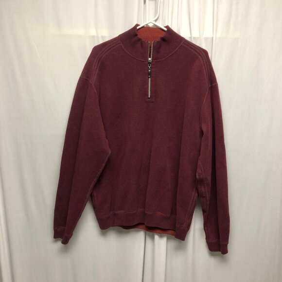 Tommy Bahama Reversible Pullover Sweater Mens Size Large Cotton Maroon - Picture 1 of 8
